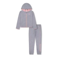 Reebok Color Pop Full Zip Junior Trainingsanzug Hellgrau/rosa