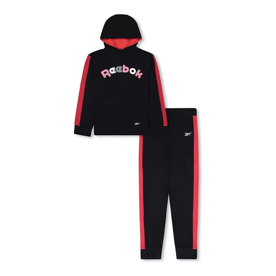 Reebok Classic Logo Stripes Junior Trainingsanzug Schwarz/rot/rosa 1 Reebok Classic Logo Stripes Junior Trainingsanzug Schwarz/rot/rosa