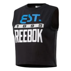 Reebok Studio High Intensity Graphic Damen Shirt ärmellos Schwarz/blau/weiß