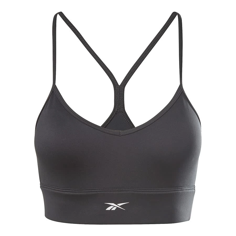 Reebok Workout Ready Padded Sport-BH Schwarz/Logo Weiß 1 Reebok Workout Ready Padded Sport-BH Schwarz/Logo Weiß