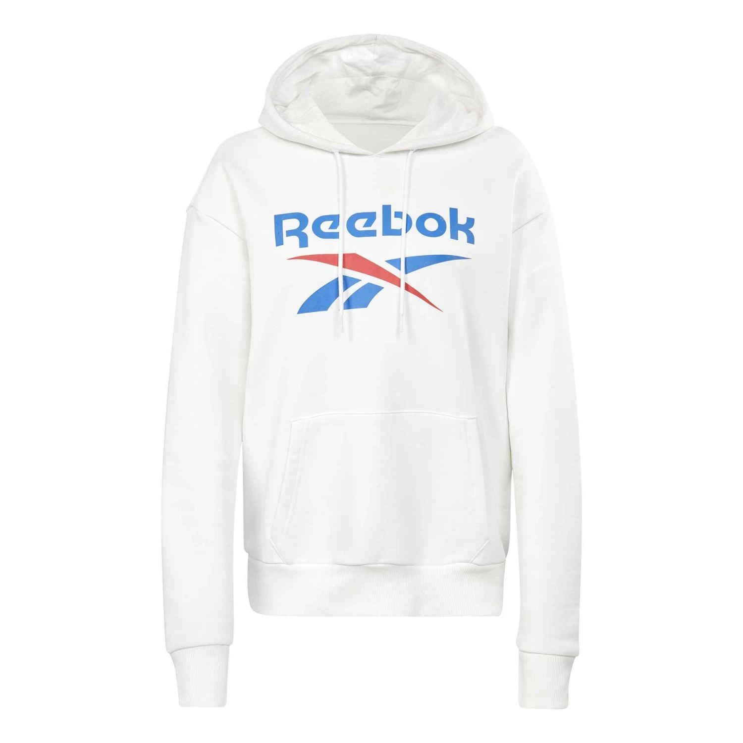 Reebok Identity Big Logo Fleece Damen Hoodie Weiß/blau 1 Reebok Identity Big Logo Fleece Damen Hoodie Weiß/blau