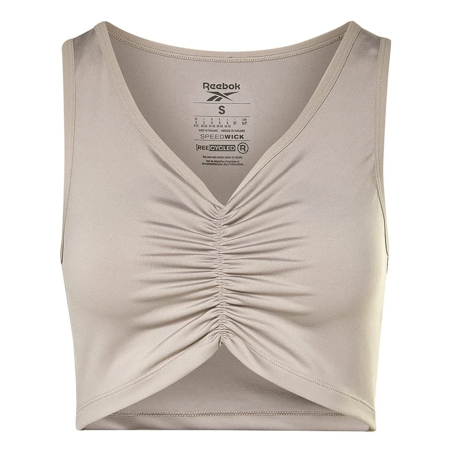 Reebok Studio Ruched Cropped Damen Top Grau 1 Reebok Studio Ruched Cropped Damen Top Grau
