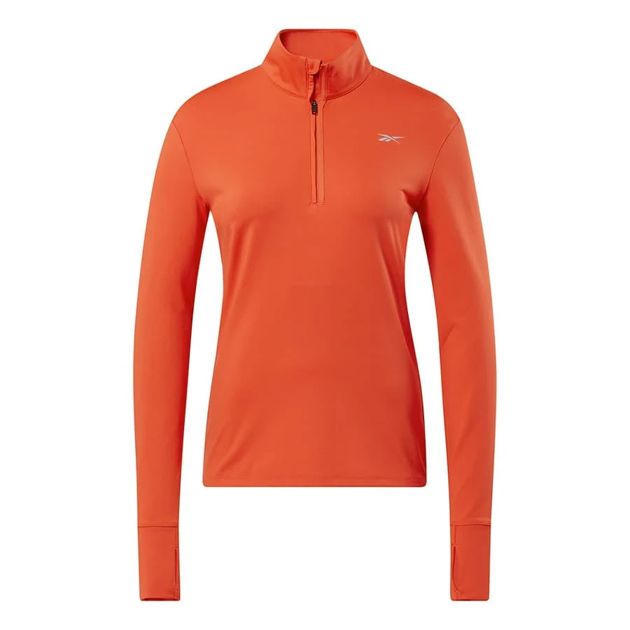 Reebok Run Quarter Zip Damen Langarmshirt Rot 1 Reebok Run Quarter Zip Damen Langarmshirt Rot