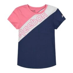 Reebok Diagonal Junior T-Shirt Marineblau/weiß/rosa