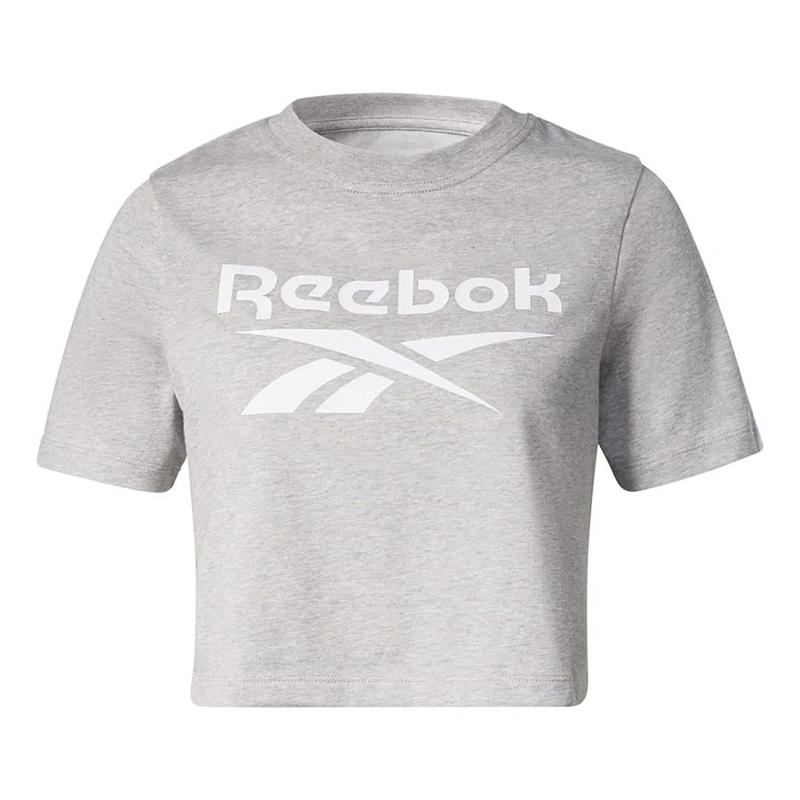 Reebok Identity Cropped Damen T-Shirt Grau/weiß 1 Reebok Identity Cropped Damen T-Shirt Grau/weiß