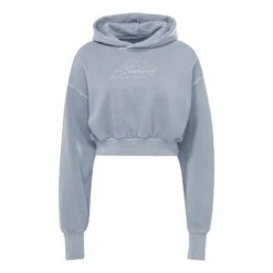 Reebok Les Mills Natural Dye Crop Damen Hoodie Blau