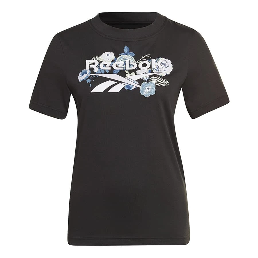 Reebok Identity Floral Damen T-Shirt Schwarz/weiß 1 Reebok Identity Floral Damen T-Shirt Schwarz/weiß