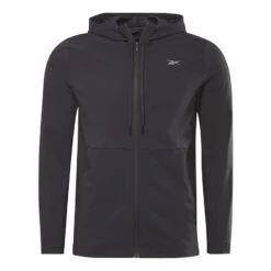 Reebok Performance Woven Full Zip Kapuzenjacke Schwarz