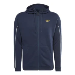 Reebok Workout Ready Piping Zip-Up Full Zip Kapuzenjacke Marineblau/gold