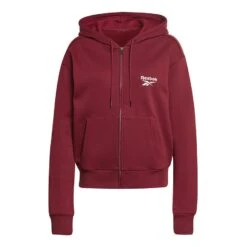 Reebok Identity Full Zip Damen Kapuzenjacke Granatrot