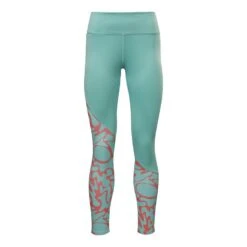 Reebok Running Printed Damen Leggings Hellblau/rot