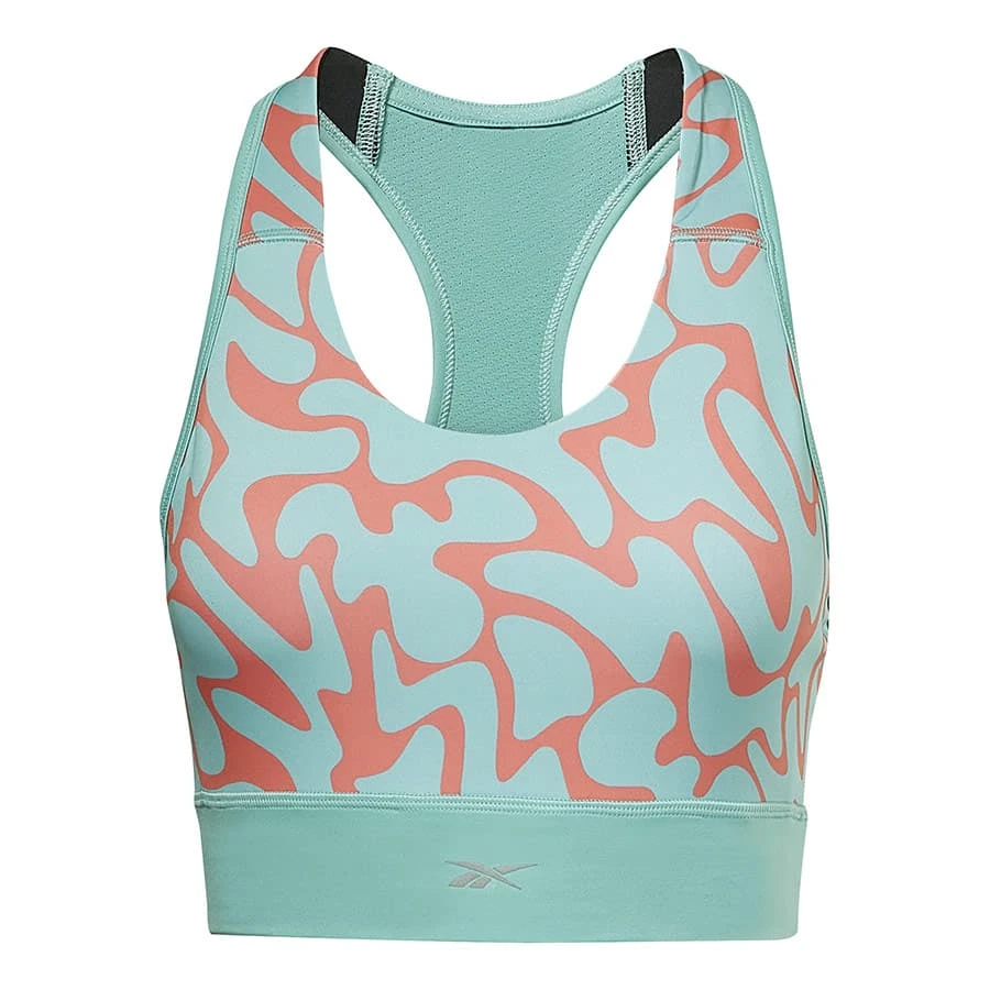 Reebok Running Printed Sport-BH Hellblau/rot 1 Reebok Running Printed Sport-BH Hellblau/rot