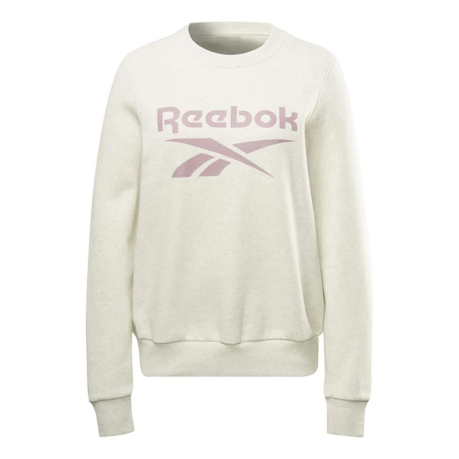 Reebok Identity Logo French Terry Damen Sweatshirt Weiß/rosa 1 Reebok Identity Logo French Terry Damen Sweatshirt Weiß/rosa
