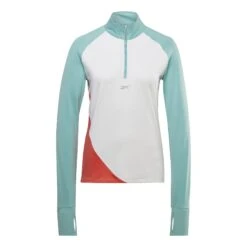 Reebok One Series Running Quarter Zip Damen Langarmshirt Hellblau/weiß/rot