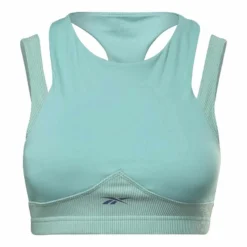 Reebok Les Mills Rib Cropped Sport-BH Blau