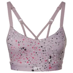 Reebok Lux Mehrfarbig Speckle Strappy BH Lila Weiß Schwarz