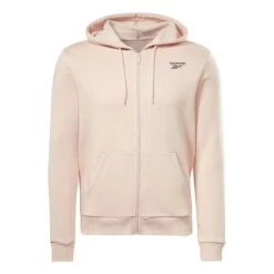Reebok Identity Left Chest Logo Full Zip Kapuzenjacke Hellrosa/schwarz