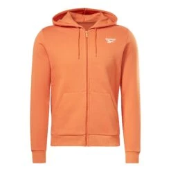 Reebok Identity Left Chest Logo Full Zip Kapuzenjacke Orange/weiß