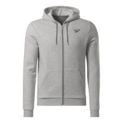 Reebok Identity Left Chest Logo Full Zip Kapuzenjacke Grau