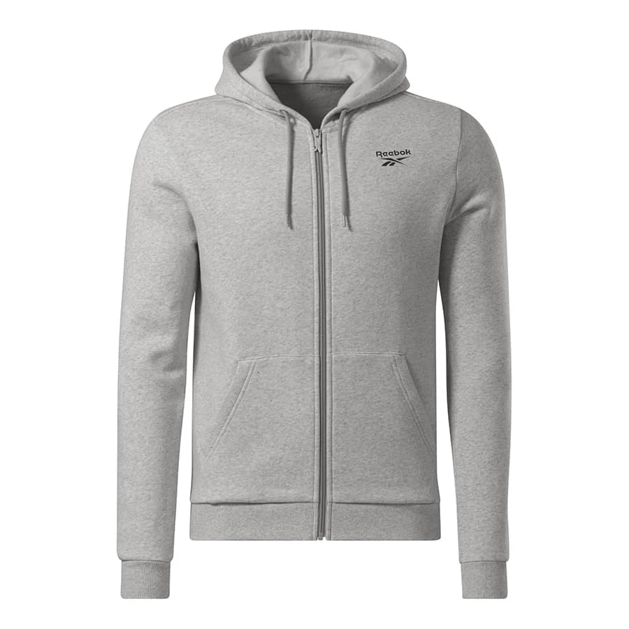 Reebok Identity Left Chest Logo Full Zip Kapuzenjacke Grau 1 Reebok Identity Left Chest Logo Full Zip Kapuzenjacke Grau