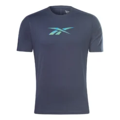 Reebok Training Speedwick Graphic T-Shirt Kurzarm Marineblau Grün