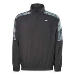 Reebok Training Camo Half Zip Sweatshirt Schwarz Grau