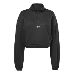Reebok Workout Ready Knit Half Zip Damen Sweatshirt Schwarz