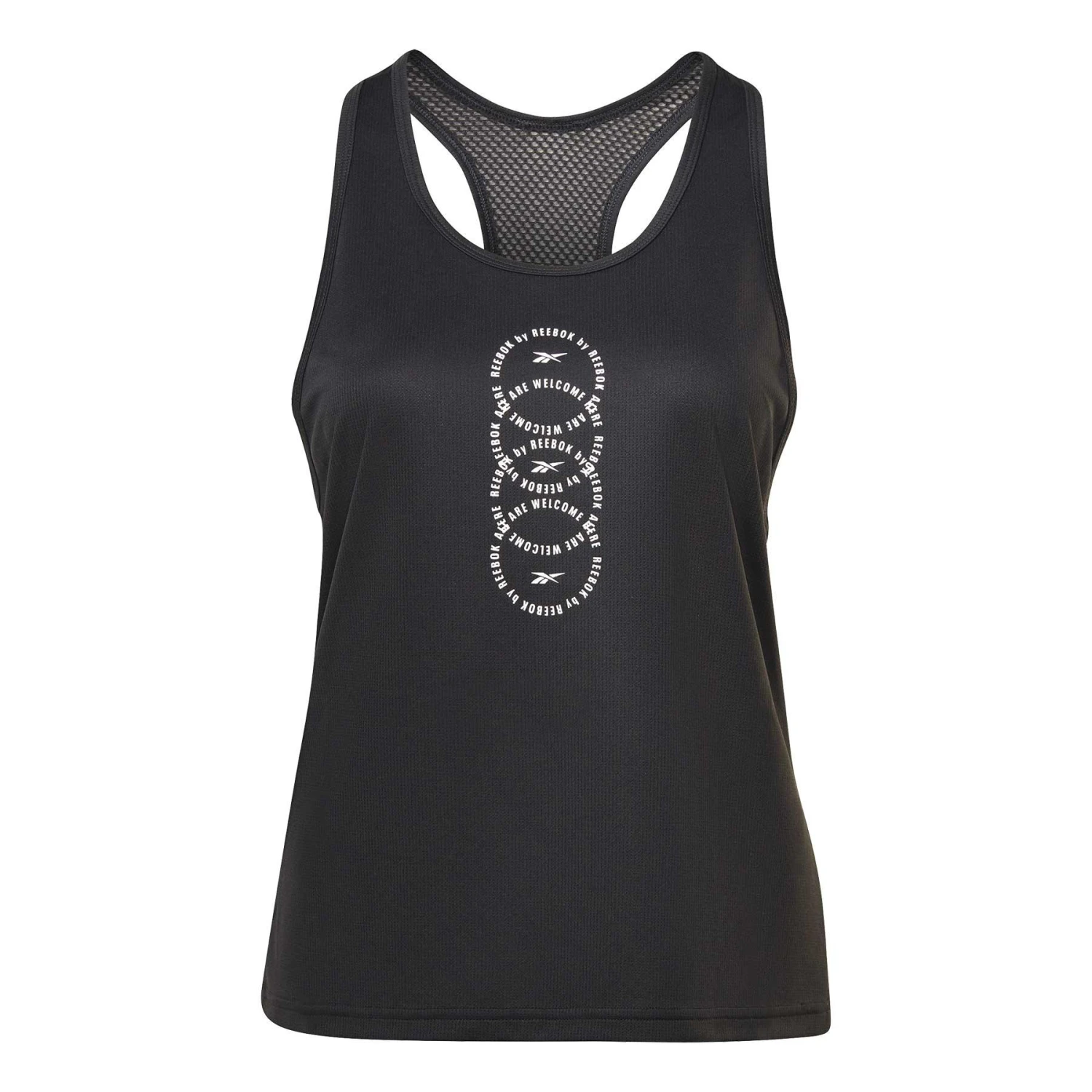 Reebok Running Speedwick Graphic Damen Tanktop Weiß/schwarz 1 Reebok Running Speedwick Graphic Damen Tanktop Weiß/schwarz