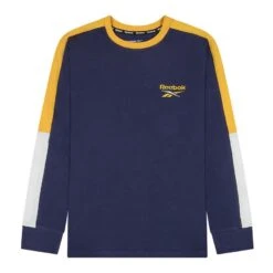 Reebok Classic Block Stripes Junior Langarmshirt Blau/gelb/weiß